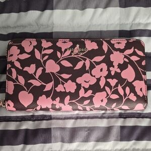 Kate Spade Black Wallet with Pink Floral Design